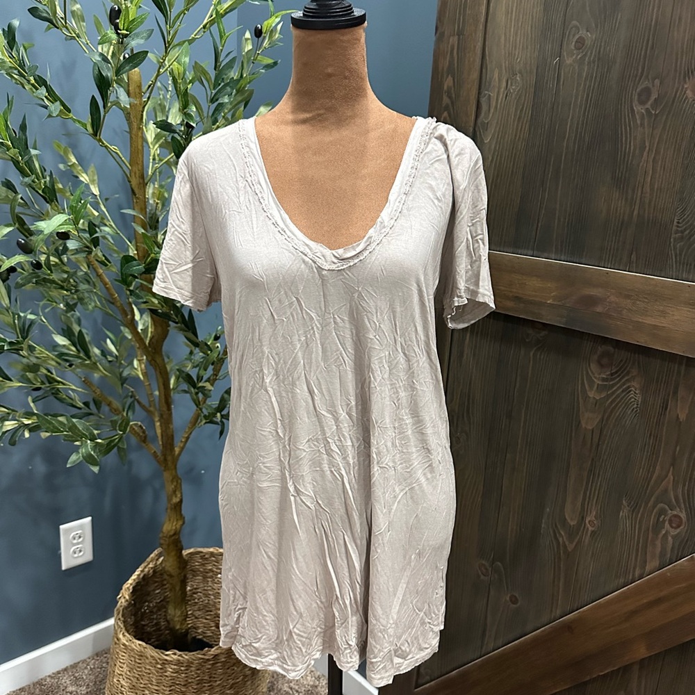 POL Light Tan V-Neck Top